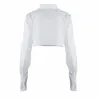 Blouses pour femmes Chemises Femmes À Manches Longues Coréen K-Shirt 2021 Printemps Mode Dames Club Rue Sexy Court Blanc Haut Chemisier