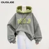 OUSLEE Mode Sweat Femmes Oversize Hiver Casual Lâche Coton Patchwork Lettres À Manches Longues Hoodies Femme Streetwear 211019