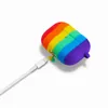 Weiche Silikon-Regenbogen-Anti-Verlust-Schutz-Airpods-Pro-Hüllen mit Haken, stoßfeste Tragetasche für Air Pods 1 2 3 Schale