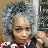 Натуральный серебристый серый kinky вьющиеся женщины наращивание волос наращивание волос в серые соль и перце PONET PONETAIL Hair Ponytail 18inch 140g
