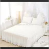 Sets Supplies Textiles Home & Gardenwhite Lace Bedding Girls Women King Queen Twin Size Set Korean 3/4Pcs Duvet Er Bed Skirt Pillowcases Bedc