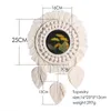 鏡ボヘミアンリーフフェザーミラーモダンノルディックスタイルの手織りタペストリーリビングルームベッドルーム壁吊り下げ装飾