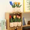 Lifelike Tulip&Succulent Plants Plush Stuffed Toys Soft Bookshelf Decor Doll Creative Potted Flowers Pillow home decor Kid Gift CS11