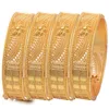 Bangle 4Pcs/set Big Ethiopia 24k Dubai Gold Color Bangles For Women African Party Wedding Flower Gifts Bangles&Bracelets Jewelry