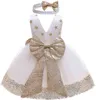 Dentelle arc robe filles princesse robe 1 2 3 4 5e anniversaire fête enfants vêtements broderie dos nu enfants robe de mariée G1129