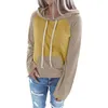 Plus Size Autumn Hoodies Women Casual Hooded Drawstring Contrast Color Splicing Long Sleeve Sweatshirt With Pocket Femme Women's & Sweatshir