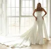 Elegant Mermaid Wedding Dress With Detachable Skirt Strapless Bowknot Satin Bridal Gowns 2022 Vestido De Noiva