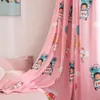 寝室のピンクのカーテンの断熱印刷ドレープリビングルームの家の装飾2パネルのための半隠しカーテン
