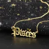 18K Gold Plated Stainless Steel Letter Zodiac Astrology Horoscope Pendant Necklace for Gift