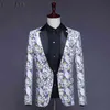 Luxury Floral Sequin Tuxedo Suit Blazer Men Wedding Groom Singer Prom Glitter Suit Jacket Male Nightclub DJ Stage Costume Homme 210522