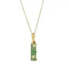 Green Jade Knot Titanium Steel Necklace Female Fashion Wealthy Bamboo Clavicle Chain Simple Ethnic Style Jewelry5994854