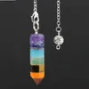 7 Layers Rainbow Pillar Divination Crystal Dowsing Point Yoga Pendant Pendulums Pendants Amulet Wicca Pendulo Meditation for Men Women