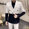 Terno 2021 Nowe szwy Kontrast Kolor Mens Party Streetwears Scena Tuxedo Designer Slim Laubeed Suit Men