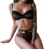 Donne sexy set di lingerie set di biancheria intima a pois push up reggiseni con cinghie in vita alta perizoma gsting nero intimati reggiseni set9450718