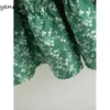 Preria elegancka letnia sukienka kobiety zielony kwiatowy druk żeński latarnia rękawa o szyi długość kolana duży huśtawka vestido 210430