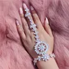 Ketting oorbellen set mode luxe zirkoon armband ring glanzende prachtige kristal elegante dames prom party sieraden groothandel en