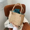 Borsa a tracolla da donna Borse a mano intrecciate in paglia di lusso casual per borse di fabbricazione in rattan intrecciato Sacca da donna da spiaggia estiva