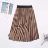 Ladies Vintage Autumn Winter Women Velvet Skirt High Waisted Elegant Sexy Skinny Black Pleated Skirts Female Maxi Skirts 210721