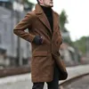 Herenwolmengsels Solid Winter Trenchcoat Mens Britse stijl Casual Double Breasted Warm Jacket Lange Mouwen Extra Male Overjas