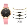 5 pièces/ensemble femmes mode Bracelet montres Bracelet en cuir de luxe analogique Quartz montre-Bracelet