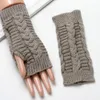 Unisexe élégant main plus chaud hiver gants bras Crochet tricot doux demi-doigt gants conduite main protéger mitaines sans doigts