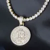 Karopel Hip Hop Full Cubic Zirconia Bitcoin Pendant Customize 16/18/20/24 Inch Iced out Tennis Chain Fashion Necklace Party Gift X0509