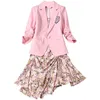 High Street Est Designer Runway Suit Set Women's Single Button Blazer Asymmetrisk Skirt 210521