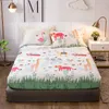 1 PC cama de linho de algodão cama de casal cama de cama de casal individual / completo / rainha / king size Sabanas Cartoon Folha de crianças em elástico (sem fronha) 210626