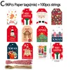Juldekorationer 48/96PCS DIY Kraft Taggar Glada etiketter Presentförpackning Papper Häng Santa Claus Cards Xmas Party Supply