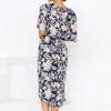 Robe florale pour femmes vente d'été mode col en v à manches courtes imprimé robes en mousseline de soie Feminina LR1057 210531