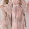 Sukienki na cowia sukienki Kobiety Elegancka cekinowa siatka 2021 Moda Długie rękawie Suknia Dwuczęściowa damska szat ślubny strój