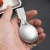Fällbar vikning av rostfritt stål Spoon spork gaffel utomhus camping vandring resenär kök porslin dh9845