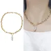 Kedjor Guldpläterad Real Natural Freshwater Baroque Pearl Halsband Mode Smycken Anniversary Party Wedding Gift 2pcs / Lot