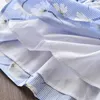 Nouveau Sweety Vêtements pour enfants Col rond SleevelKnee Longueur Coton Jupe Costume 2021 Pull Imprimé Casual Chao Fan TZ0065 X0803