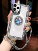 Luxury Bling Diamond Ring Stand Cases Mirror TPU PC + Free Strap Case For iPhone 12 11 Pro MAX 8 7 6 6S Plus SE2