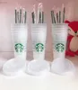 Starbucks 24oz / 710ml, tumbler di plastica riutilizzabile trasparente bere flat bottom tazza tazza a forma di pilastro coperchio tazza di paglia Bardian, PCMRPCMR
