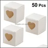 Gift Wrap Event Festive Supplies Home & Garden50 Pcs Square Kraft Paper Candy Pvc Transparent Heart-Shaped Window Cupcake Favor Boxes Weddin