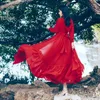 Yosimi Summer Maxi Mousseline de mousseline de mousseline longue femme robe élégante fée blanche soirée dentelle à capuche rouge robes cheville-longueur 210604