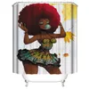 Duschdraperi Creative Digital Printing Afro African Girl Waterproof Shower Curtain Polyester Fabric Badrum Drain Set3474