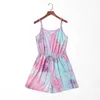 Tie-dye Series Drawstring Waist Sling Rompers for Mommy and Me 210528