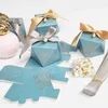 Gift Box Diamond Blue Paper Candy Box Wedding Favors for Guests Chocolate Packaging Box Baby Shower Birthday Party Decoration 211216