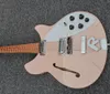 6 Strings Light Pink Electric Guitar with Rosewood Fretboard,White Pickguard,Short Scale Length
