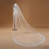 Voile de mariage blanc/ivoire stocké aux États-Unis, 3 m de long, 1 couche, avec peigne, bord en dentelle, longueur cathédrale, accessoires de mariage, Veu de Novia CPA910