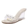 Wedge Heels Rhinestone Sandalen Dames Transparante Schoenen Maat 43 Sexy Slippers Dames Hoge Hak Sandal Woman Clear