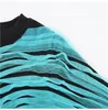 [eam] 여성 블랙 블루 대비 컬러 메쉬 큰 크기 티셔츠 라운드 넥 짧은 소매 패션 봄 여름 1DD6093 210512