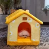 Casa dobrável Cão Kenn Cama Esteira Para Pequenos Cães Médios Gatos Inverno Quente Chihuahua Cat Nest Products Pet Pet Puppy Caverna Sofá 210915