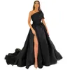 Preto 2022 One ombro Organza Dresses de baile de noite Vestidos sem mangas de Fiesta lateral Vestido de Ball Split Ball