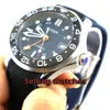 Wristwatches 41mm Navy Blue Dial GMT Luminous Sapphire Glass Date Black Ceramic Bezel Automatic Mens Watch