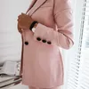 New Women Autumn Blazer Jacket Fashion Basic Blazer Casual Solid Button Long Sleeve Work Suit Coat Office Lady Elegant Blazers X0721