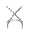 Design Luxury Diamond Micro Pave setting Big X Shaped Finger Rings Fedi nuziali Gioielli per le donne